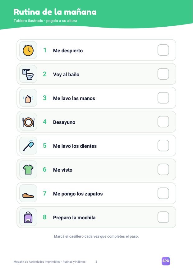Tablero de rutina de la mañana